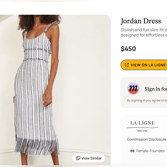 La Ligne “Jordan Dress” size 0, blue and white stripes with fringe! - Picture 7 of 11